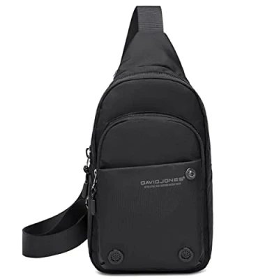 Afbeelding van David Jones Schoudertas voor heren van nylon Elegante praktische tas Sport Werk Telefoon Reizen Zwart, Borsttas, Stijlvol