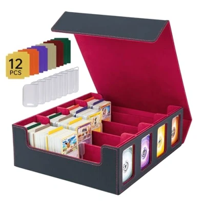 Afbeelding van Tolesum Commander Deck Box voor MTG, opbergdoos 2400 kaarten, verzamelbaar met 8 verstelbare kaartverdelers, YuGiOh, Sports verzamelkaarten