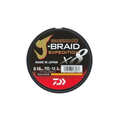 Afbeelding van Daiwa J Braid Expedition X8E Gevlochten lijn Smash Orange 0.10mm/6.9kg (150m)