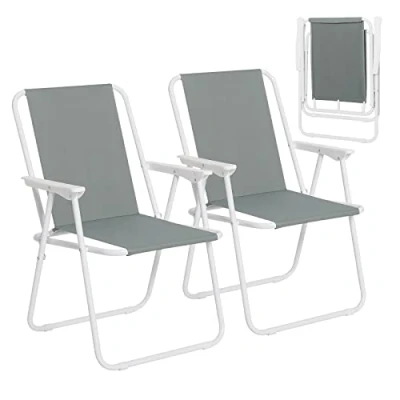 Afbeelding van WOLTU CPS8151dgr 2 Set van ultralichte campingklapstoelen met armleuningen voor buiten, gemakkelijk te dragen, donkergrijs