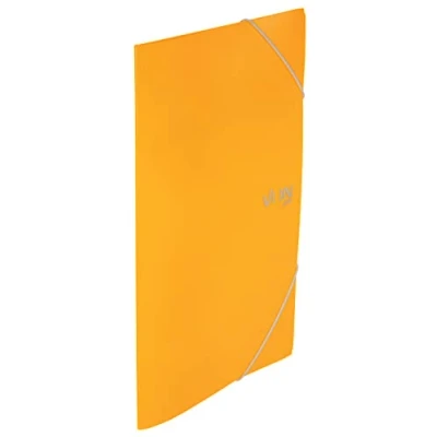 Afbeelding van VON Leitz hoekmap A4, PP kunststof, voor 150 vellen, 3 kleppen, map met elastische band, moderne print, lichtgewicht school en thuis, 5 stuks, geel, 30070015