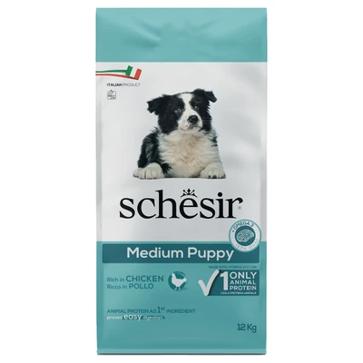 Afbeelding van 12kg Schesir Dog Dry Medium Puppy met kip droog hondenvoer