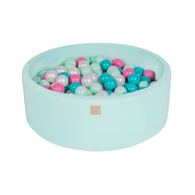 Afbeelding van Ronde Ballenbak set incl 200 ballen 90x30cm Mint Ballenbakje.nl Wit Licht Groen Lciht Roze Geel