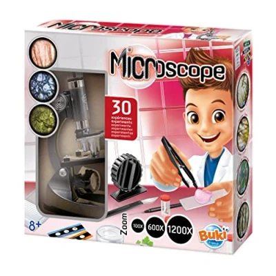Afbeelding van Buki Microscoop set met 30 experimenten in de kleur Donkergrijs