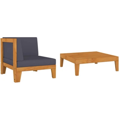 Afbeelding van Loungeset Sectioneel Acaciahout hout 1 / Donkergrijs hoek + Tafel