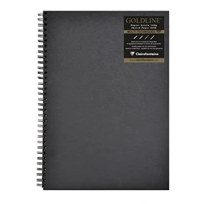 Image de Carnet de croquis Goldline à spirales portrait papier noir 140 g/m²