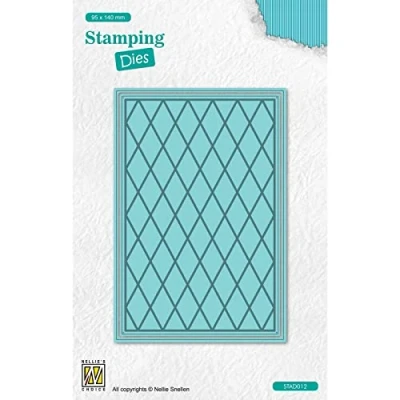 Afbeelding van STAD012 snijmal Nellie Snellen Stamping Die rectangle lattice rechthoek ruit stempel &amp; wyber ruitpatroon
