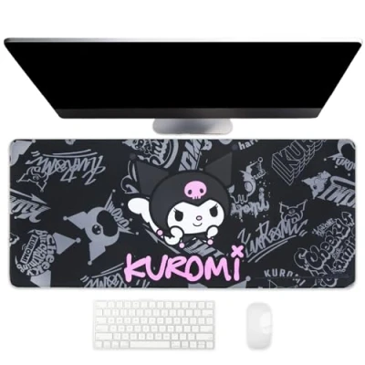 Afbeelding van Hello Kitty Jumbo Kuromi bureauonderlegger grote Kawaii muismat schattige decoratie 70 x 30 cm