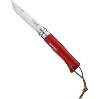 Afbeelding van Opinel Zakmes Leren Koord RVS Hout Rood