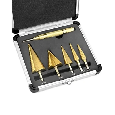 Afbeelding van QWORK® Set van 5 stappenboren HSS 4241 4 12 mm / 3 13 20 35 32 voor plaatstaal, metaal, hout, kunststof