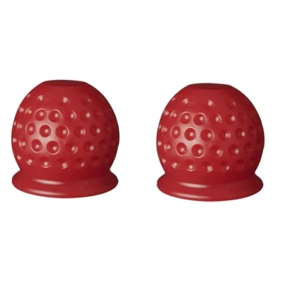 Afbeelding van Set: trekhaak, 50 mm rubber/kunststof voor aanhangers, vrachtwagens, campers (2 rode golfballen)