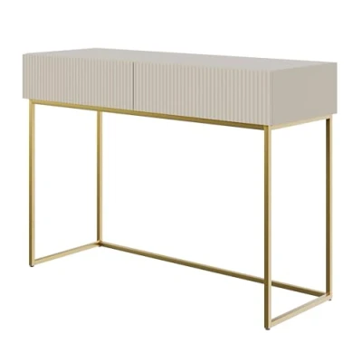 Afbeelding van Selsey Veldio Kaptafel 110 cm Grijs beige met gouden poten