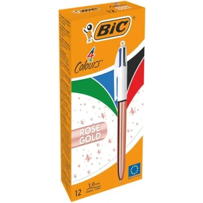 Afbeelding van Bic balpen 4 Colour Shine, rosé goud, doos van 12 stuk