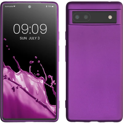 Afbeelding van kwmobile telefoonhoesje geschikt voor Google Pixel 6a Hoesje smartphone Back cover in metallic paars