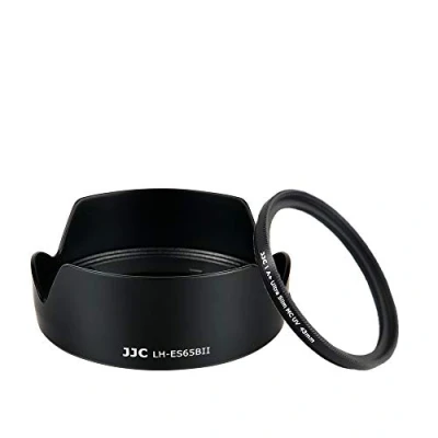 Afbeelding van JJC zonneklep met bajonetbloem en UV filterset voor Canon RF 50 mm F1.8 STM lens, vervangt het originele ES 65B