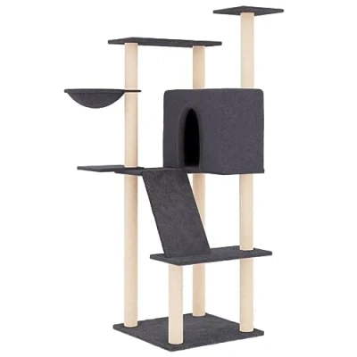 Afbeelding van vidaXL Kattenmeubel met sisal krabpalen 143 cm donkergrijs