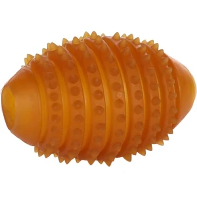 Afbeelding van Flamingo Rubba Speelgoed Honden Hs Rubber Rugby Met Stekels Bruin 10.5x7.2x7.2cm 1st 138078