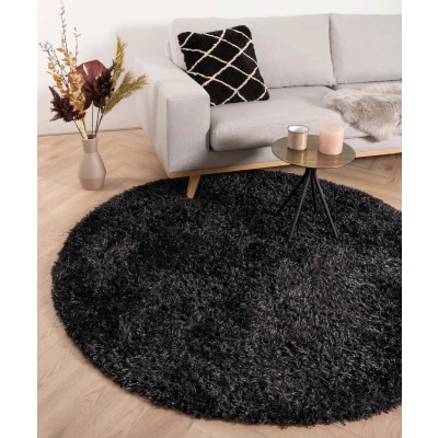 Afbeelding van Rond Hoogpolig Vloerkleed Velours Posh Antraciet 80 Cm