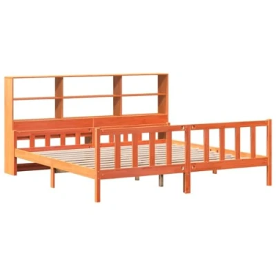Afbeelding van vidaXL Bed met boekenkast zonder matras hout wasbruin 180x200 cm
