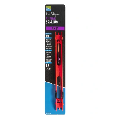 Afbeelding van Preston Des Shipp&#039;s F1 Fine Pole Rig 3m 0.13mm 0.11mm haak 18 Maat : 4x10