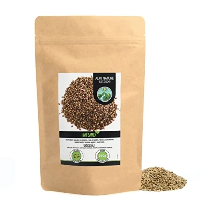 Image de Alpi Nature Chanvre Graine non Décortiquées 500g, Graines de Entières
