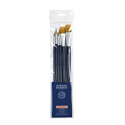 Image de Lefranc Bourgeois Lot de pinceaux 6 parties usé bombé, rond, plat taille : 6, 12, 16, 24