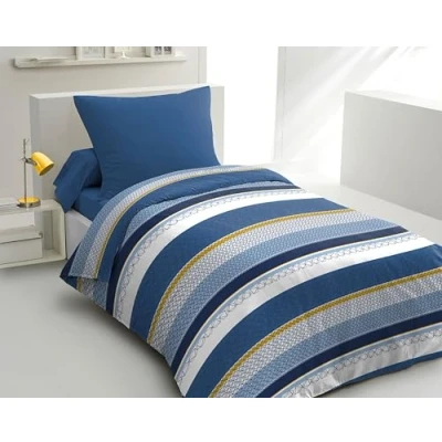 Image de Parure de couette microfibre HOME PASSION STANIS 1 housse 140 x 200 cm + taie d&#039;oreiller 63 Bleu