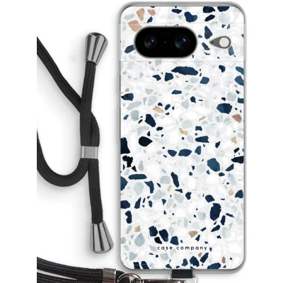 Afbeelding van Case Company® hoesje met Koord geschikt voor Google Pixel 8 Terrazzo N1 Telefoonhoesje Zwart Bescherming aan alle Kanten en Over de Schermrand