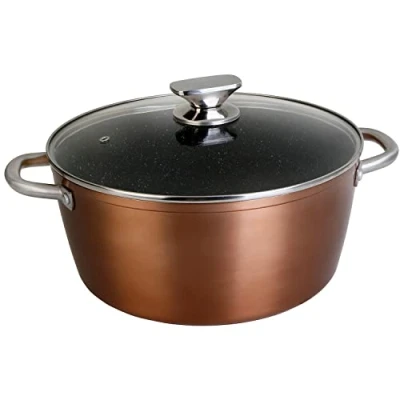 Image de Casserole 28cm Induction Couvercle en Verre Antiadhésive sans PFOA Aluminium Wecook Professional Cuivre