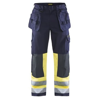 Image de Pantalon artisan multinormes marine/jaune fluorescent