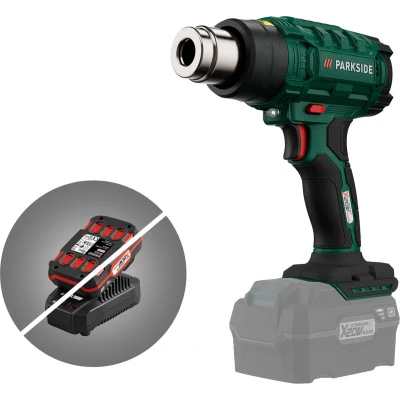 Afbeelding van Parkside accu Heteluchtpistool 20V Robuuste behuizing met ergonomische softgreep Temperatuur: koude lucht / 250 C 550 Exclusief en snellader