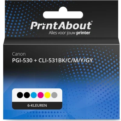 Afbeelding van Huismerk Canon PGI 530 + CLI 531BK/C/M/Y/GY Inktcartridge 5 kleuren Multipack