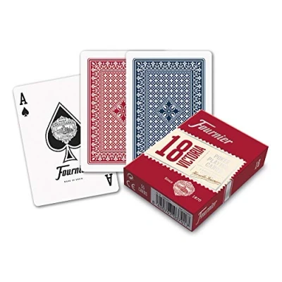 Afbeelding van Fournier F21642 18 Jeu de cartes Poker, rouge ou bleu