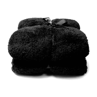 Afbeelding van Plaid teddy l200b150cm zwart Unique Living