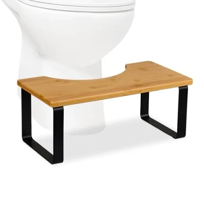 Afbeelding van toiletkrukje juiste zithouding 18 cm hoog wc krukje bamboe