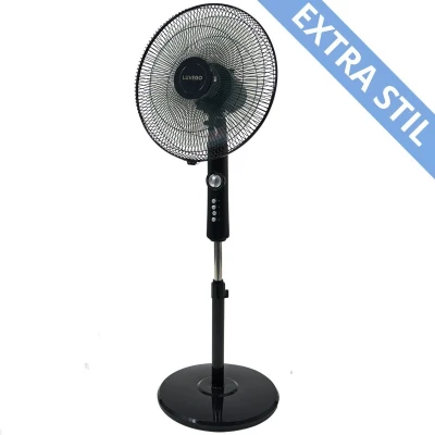 Afbeelding van Luvego® Statief Ventilator Staand met Afstandsbediening Stille Ventilatoren Diverse Standen &amp; Timer 40CM Zwart/Wit