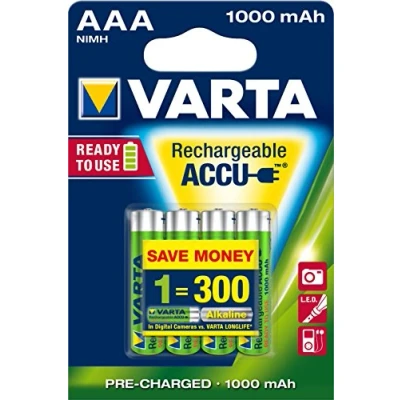 Afbeelding van Varta Power Accu NiMH batterij AAA Micro 1000 mAh 4 pack