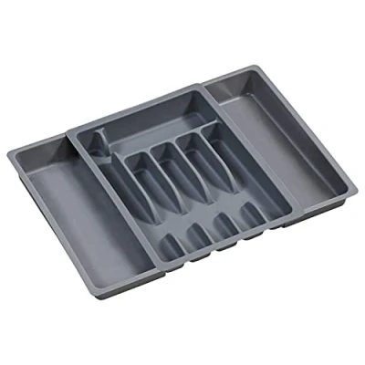 Image de Bac de rangement à couverts ajustable l 50 x 38 H 6,5 cm Gris