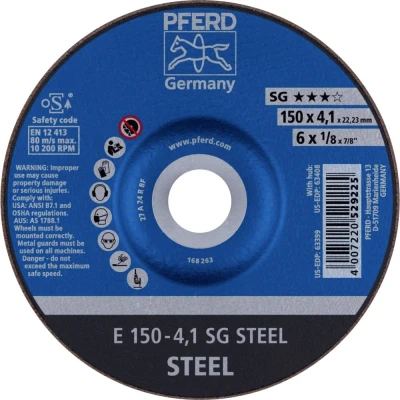 Afbeelding van PFERD 69220473 E 150 4,1 SG STEEL Afbraamschijf gebogen Diameter mm Boordiameter 22.23 Staal 10 stuk(s)