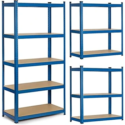 Afbeelding van Humberg 4845 rek voor zware lasten met 5 legplanken van MDF, 180 x 90 30 cm, blauw