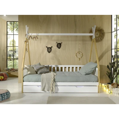 Afbeelding van KidsOnly Tipi Bed met Uitvalbeveiliging en Bedlade Wit