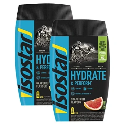 Afbeelding van Isostar Hydrate &amp; Perform Iso Drink 400 g isotoon drankpoeder elektrolytpoeder ter ondersteuning van de sportprestaties grapefruit (2 x g)
