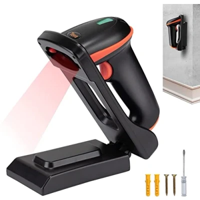 Afbeelding van Tera D5100 CR Wandhouder 1D 2D QR Draadloos 2,4 GHz Bedraad USB 2.0 Handmatige Scanner Wandbarcodelezer met Verstelbare Opvouwbare Ondersteuning
