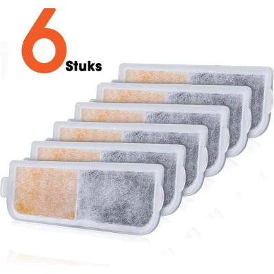 Afbeelding van PetGoods Drinkfontein Filters Navulling Set: 6 Stuks Katten &amp; Honden