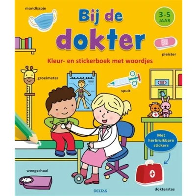 Image de Kleur en stickerboek met woordjes Bij de dokter
