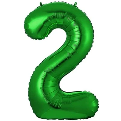 Afbeelding van Ballon Cijfer 2 Jaar Groen Folie Verjaardag versiering ballonnen Feest Met Rietje 36Cm