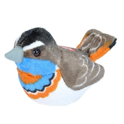 Afbeelding van Wild Republic 19502 Pluche vogel met originele zang, 13 cm, blauw/grijs/oranje
