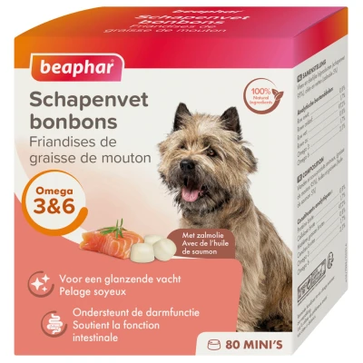 Afbeelding van 6x Beaphar Schapenvet Hond Mini Bonbons Zalm 245 gr