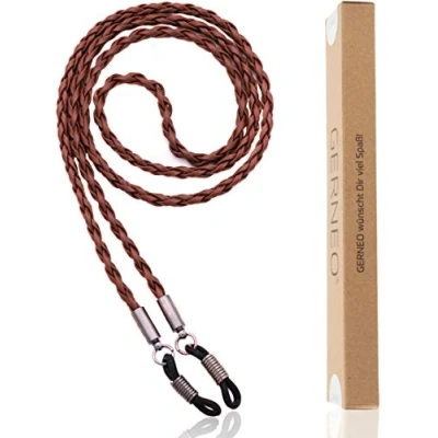 Afbeelding van GERNEO® Het origineel Brillenband en brillenkoord van hoogwaardig kunstleer Gevlochten Brillenkettingen brillenkoorden glad leer voor leesbrillen brillen, 1 x zwart bruin