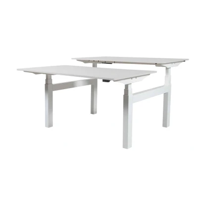 Afbeelding van Lectro Duo Plus werkplekken, zit sta (64 130cm) hoogte verstelbaar dmv 2 elektromotoren per wp met 180x80cm wit 25mm bladen en (RAL9010) H frame